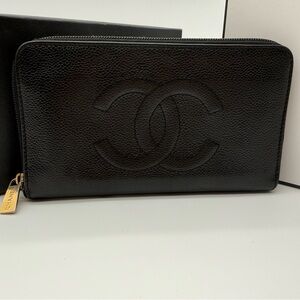 Chanel Caviar Large Timeless CC Zip Around Wallet